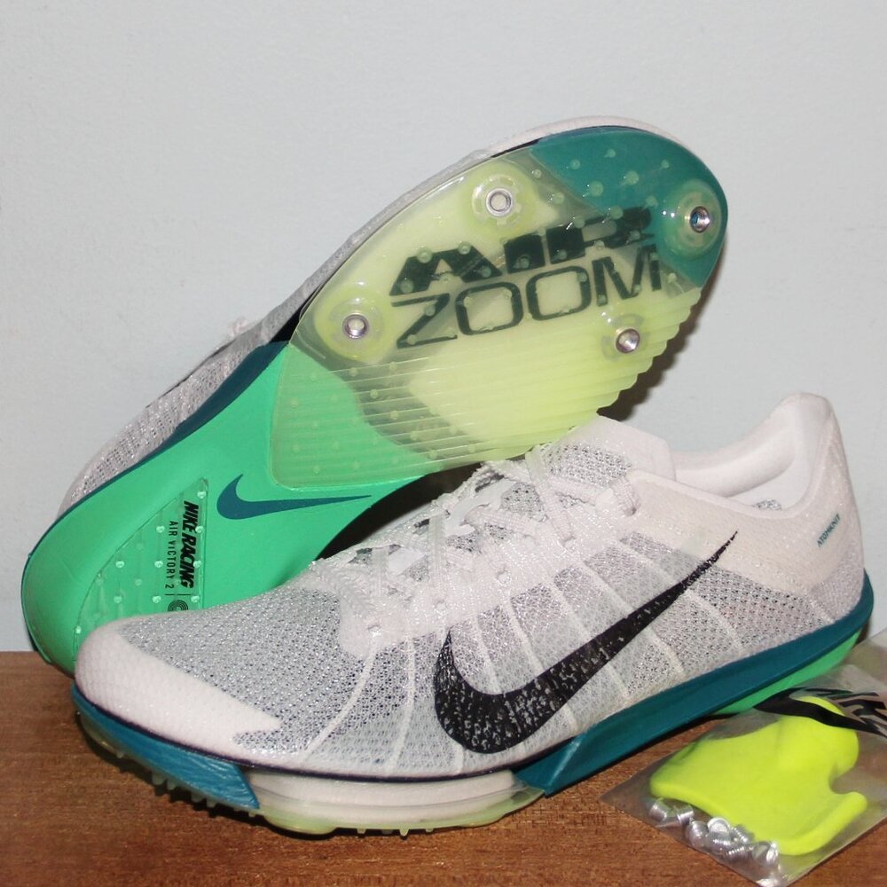 Nike Air Zoom Victory 2 Track Spikes Mens 7 White Green Black